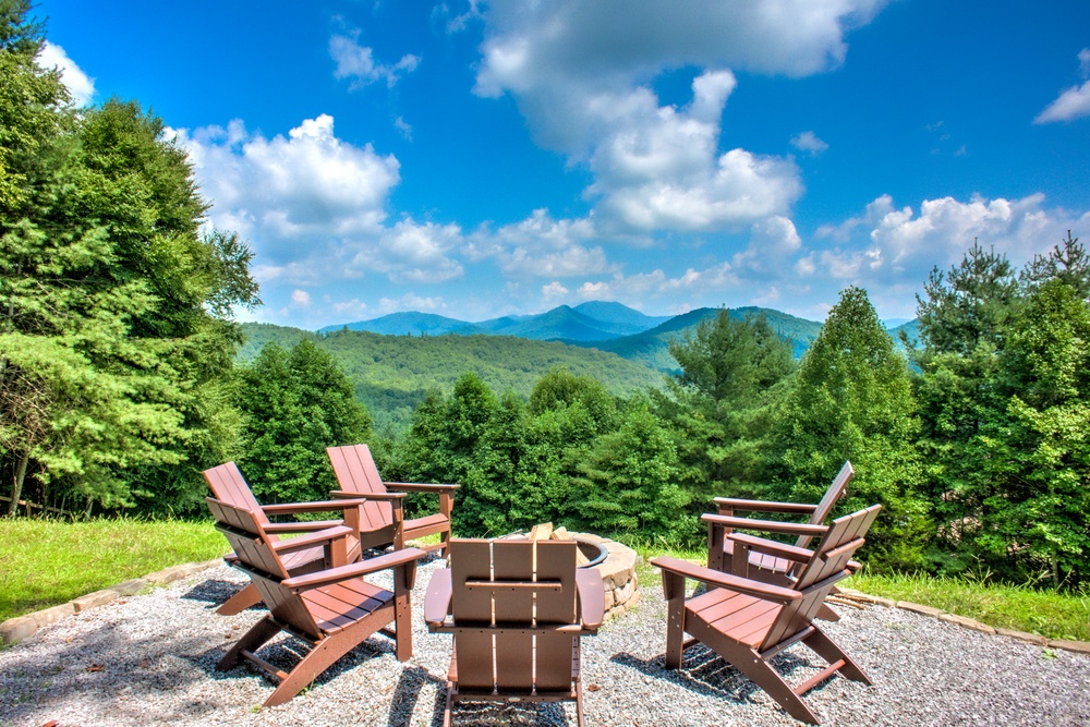 Relax Around the Fire Pit and Enjoy the Beautiful Mountain Views