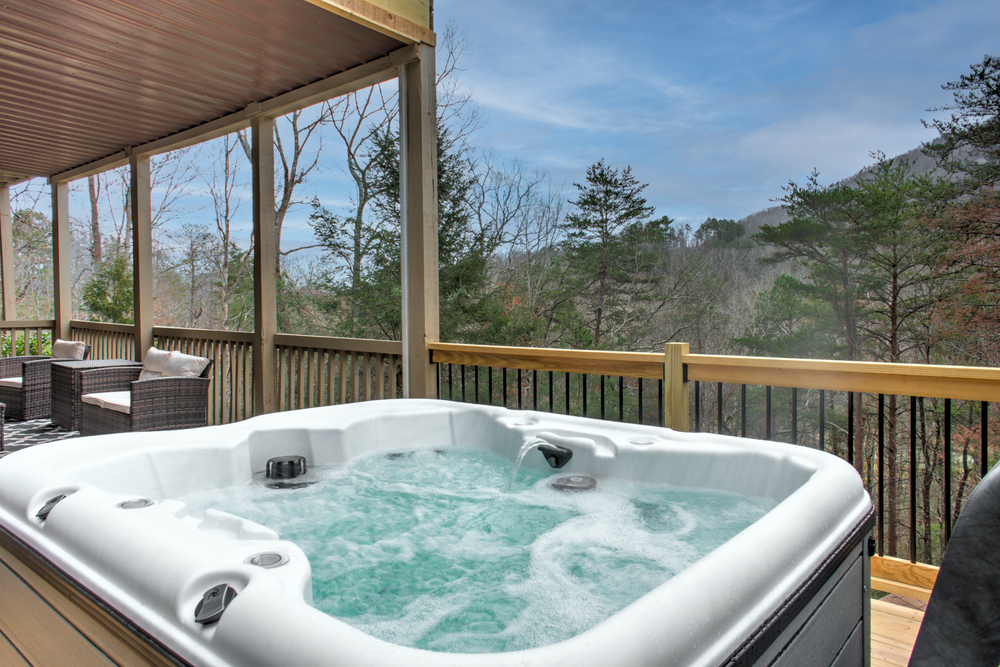 Soak Your Troubles Away With Mountain Views in This Hot Tub