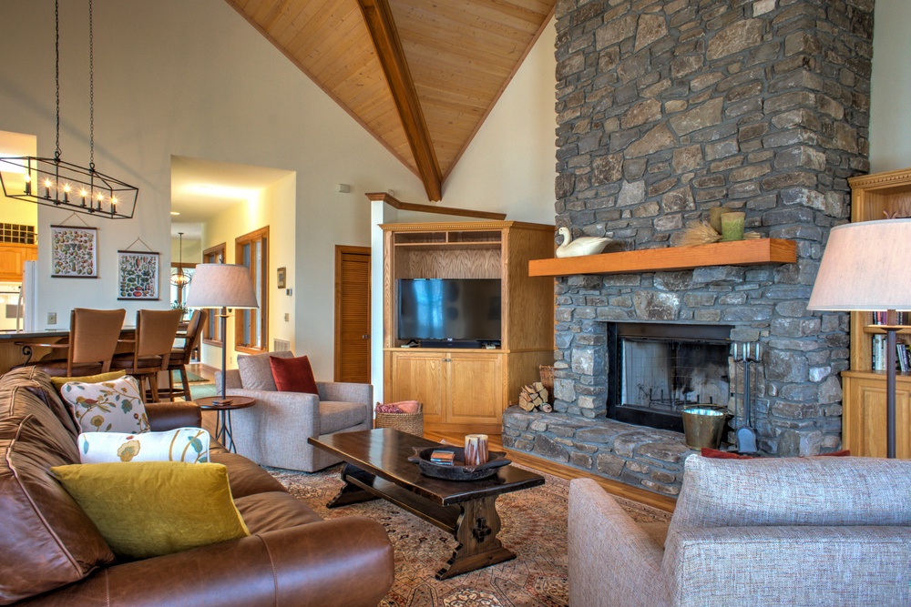 Living Area with Stone Fireplace
