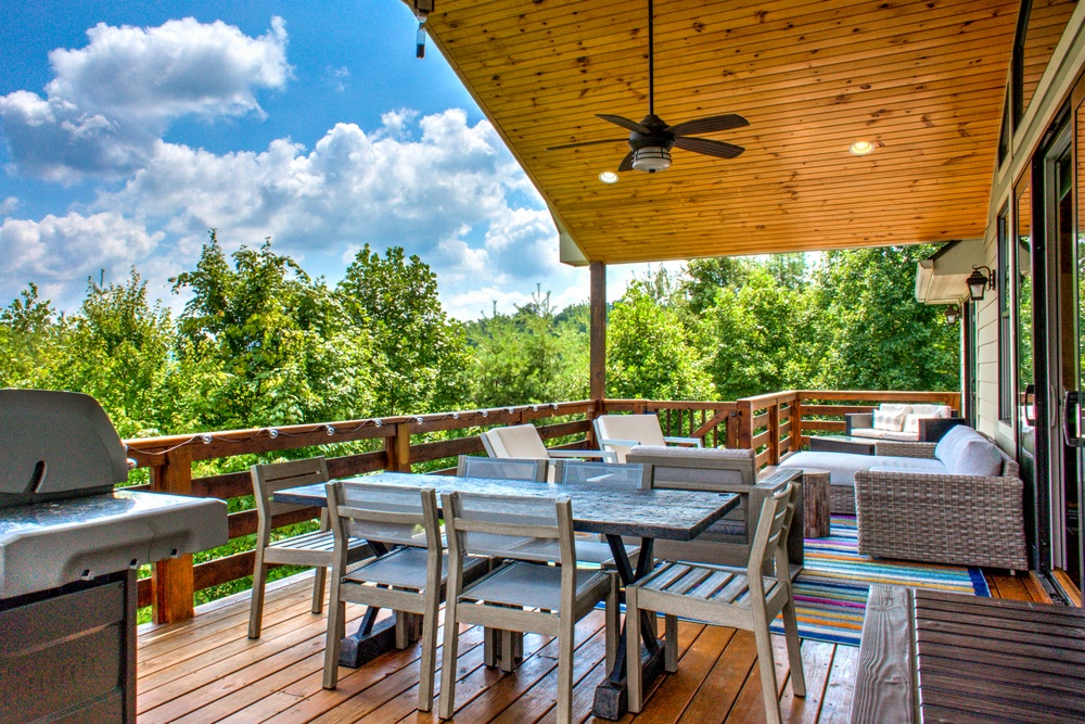 Covered Deck with Outdoor Seating & Grill