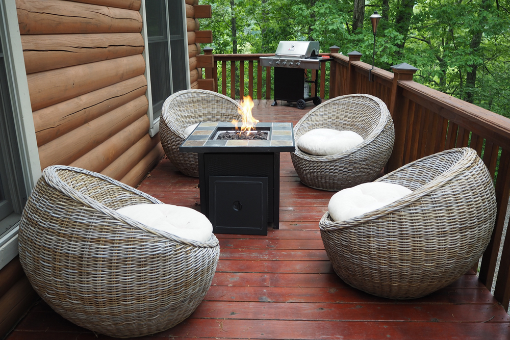 Deck with Fire Pit, Gas Grill and Seating