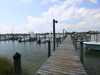 Boat docks on the riverside