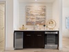 Wet bar with ice maker and wine refrigerator