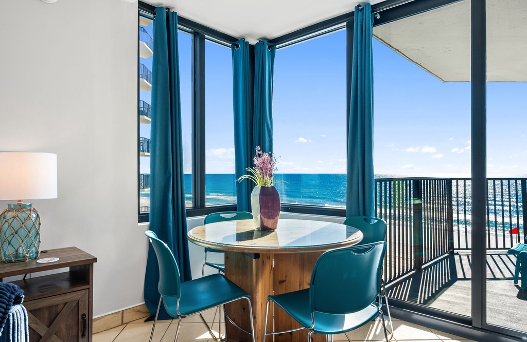 Wake up to breathtaking ocean views from your private dining nook, where morning coffee tastes better with endless blue horizons.