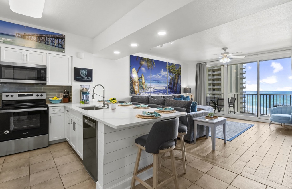 Take in the ocean views at Bucket List PCB and relax in style with the high-end furnishings we have to offer!