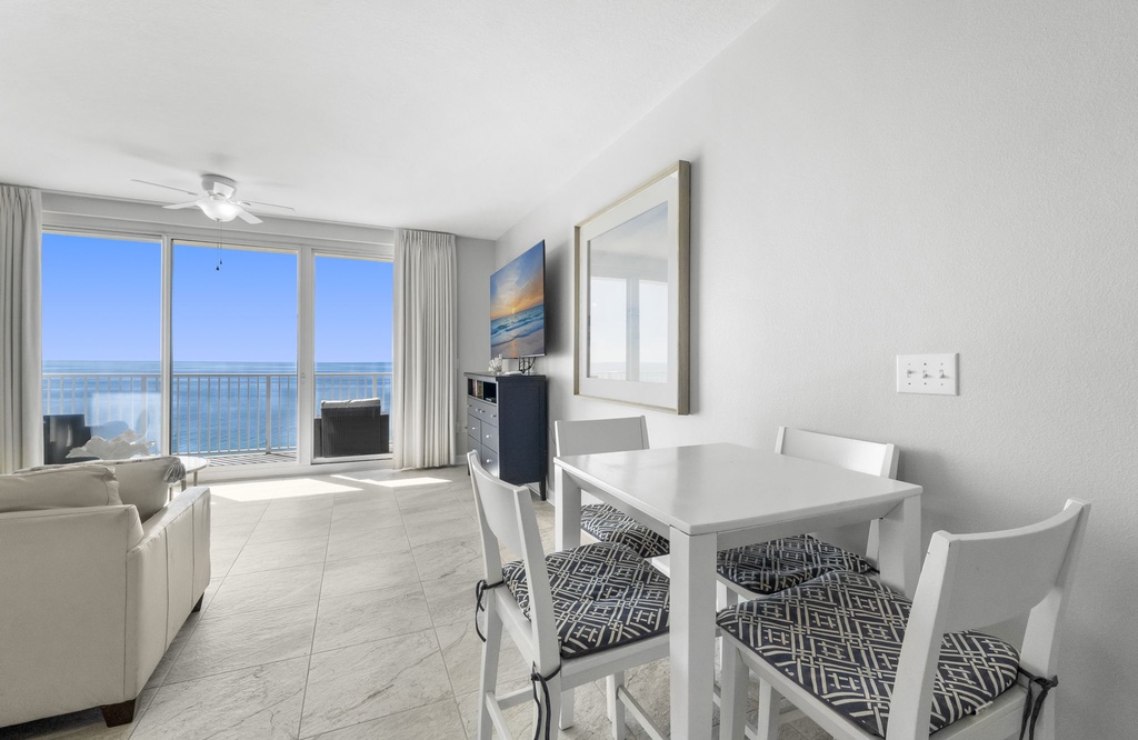 Dining area w/ ocean views — the perfect backdrop for every meal.