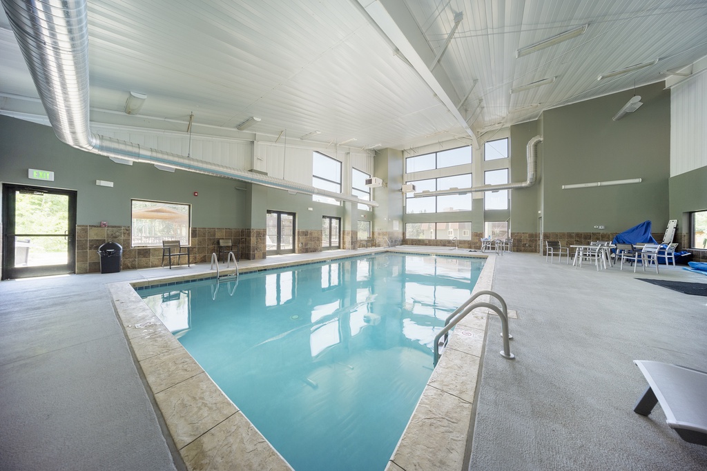 Dive into crystal-clear waters in this bright, spacious indoor pool where you can swim laps or simply unwind year-round.