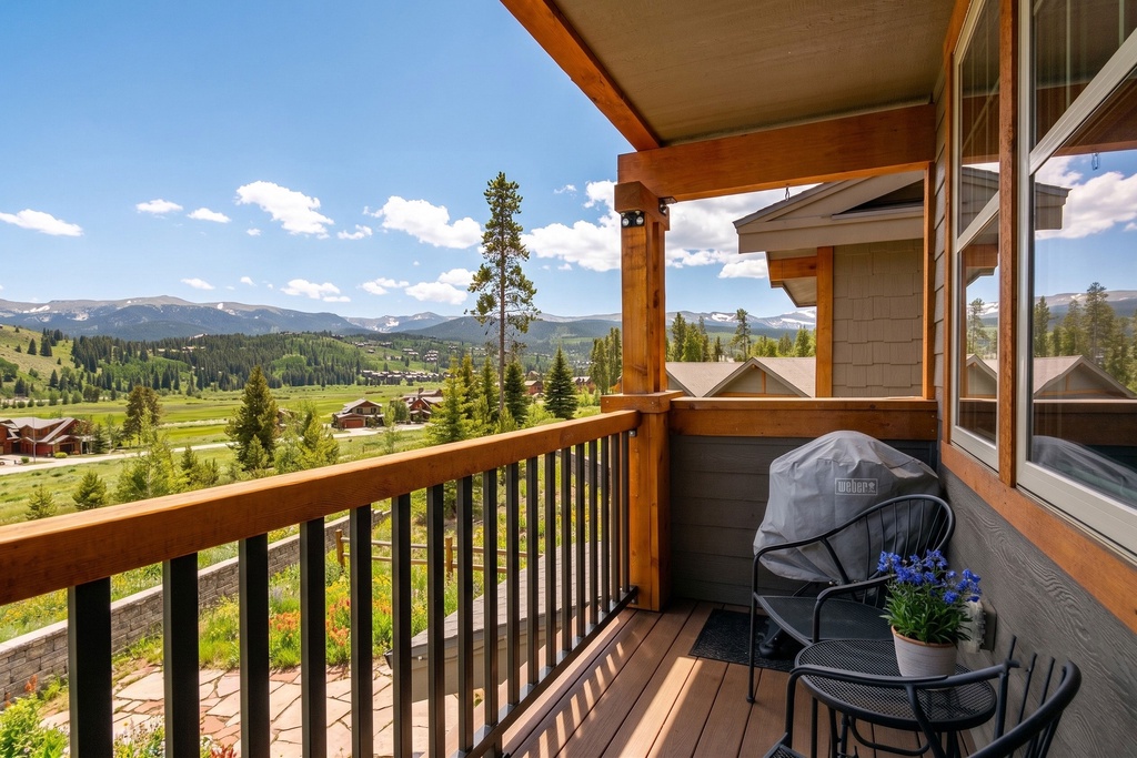 Step onto your private balcony to breathe in crisp mountain air while savoring stunning peaks and peaceful summer vistas.