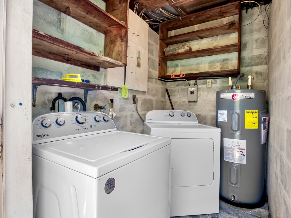 Shared washer and dryer available for guest use.