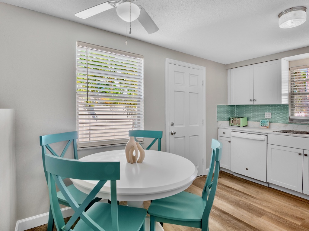 Indoor dining table with seating