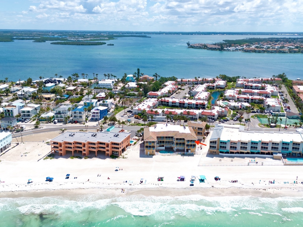 Drone view of condo near the beach