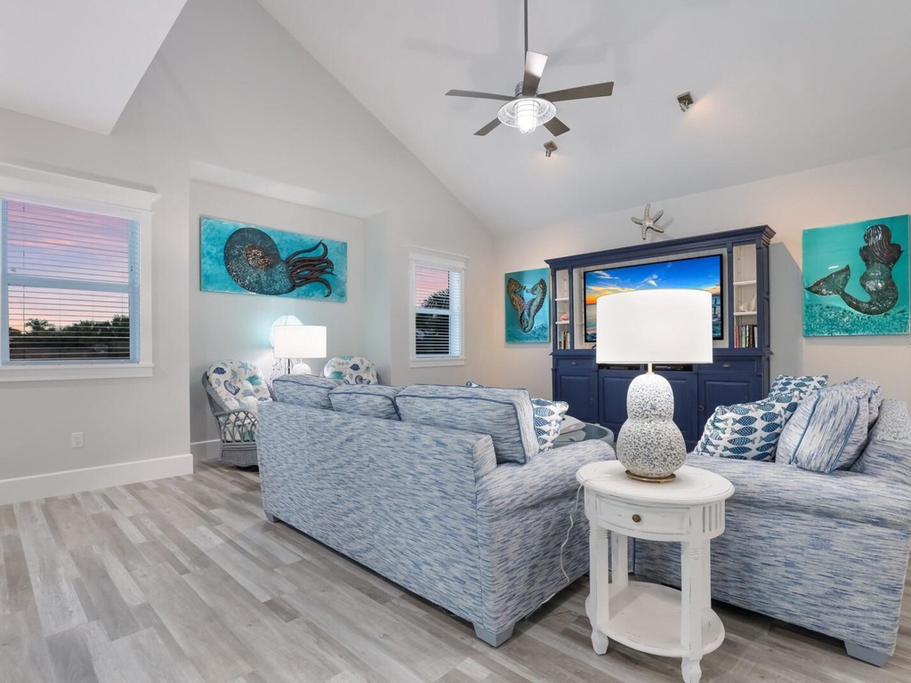 Spacious Living Room with TV
