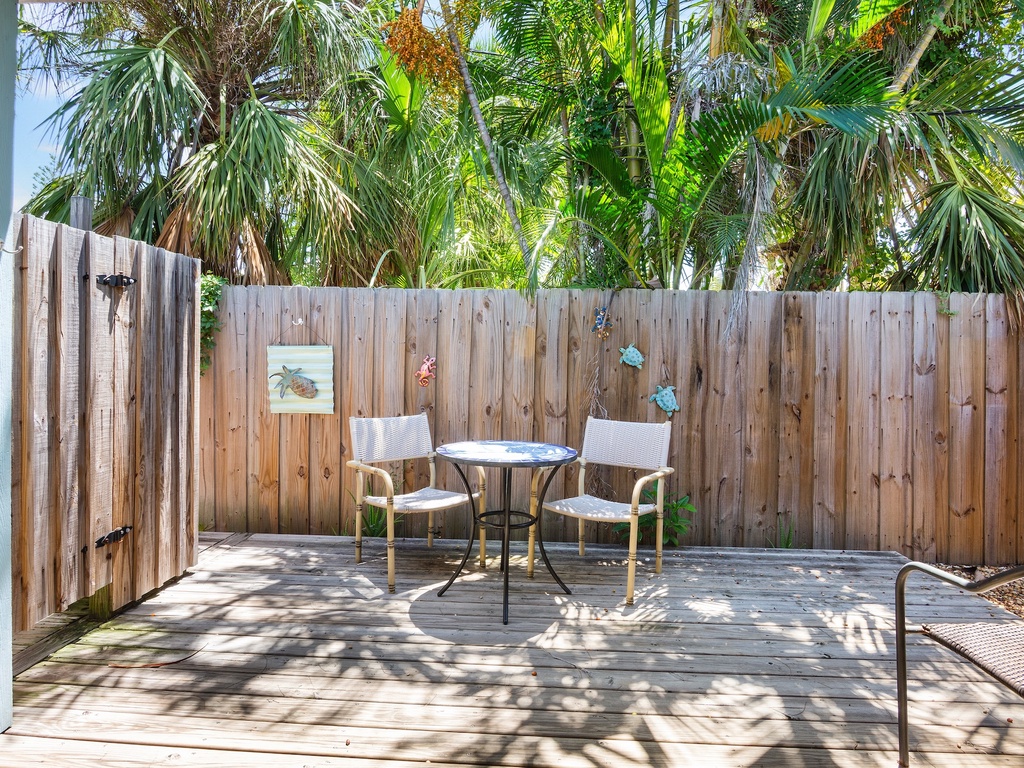 Private patio with comfortable chairs