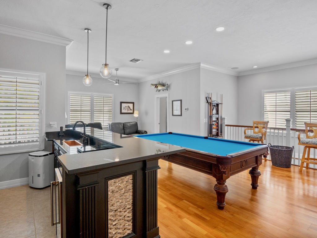 Pool table with built-in bar