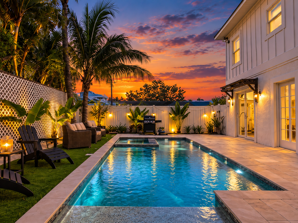 Private pool with in-ground spa