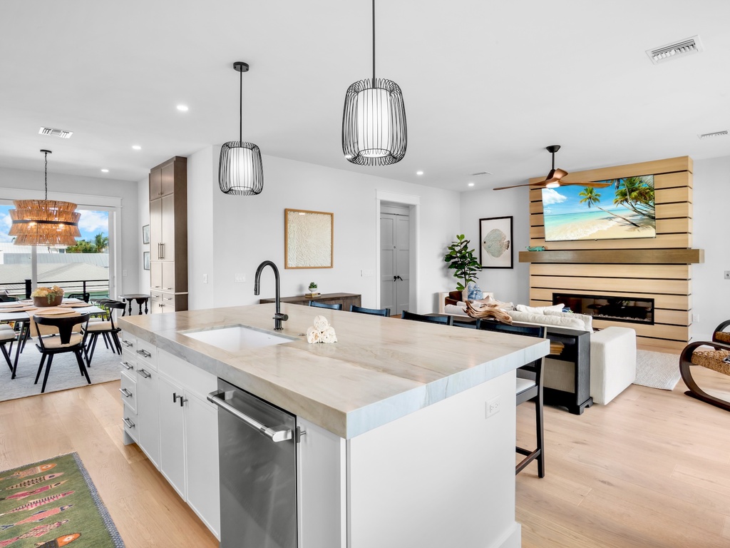 Open-Concept Kitchen, Living and Dining