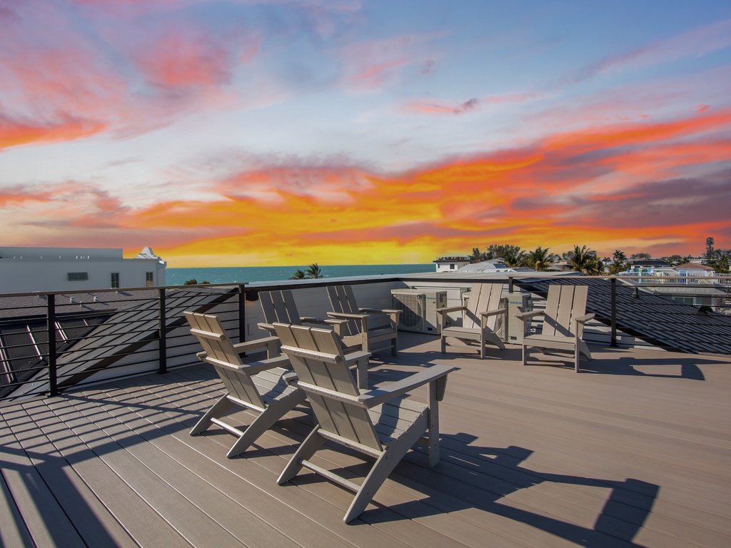 Rooftop deck with sunset views