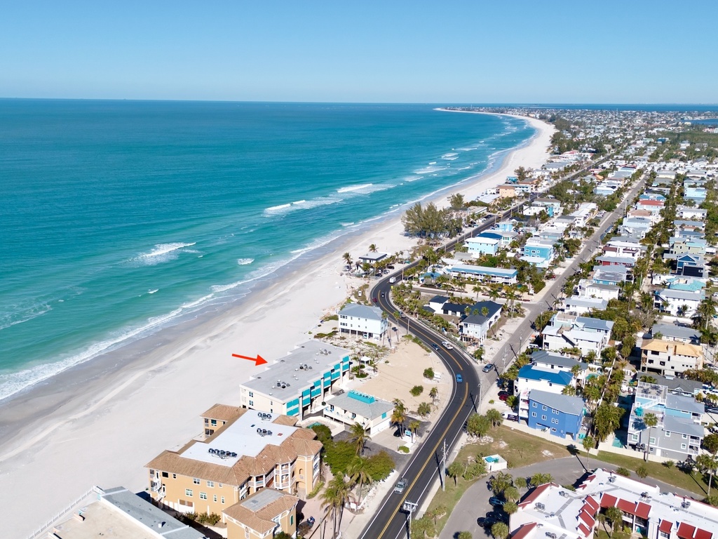 Aerial view of beachfront condo