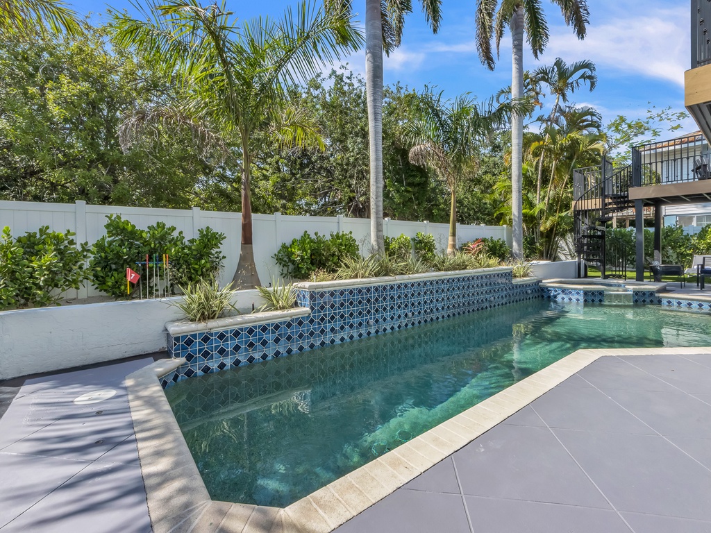 Elegant Pool with Night Lights