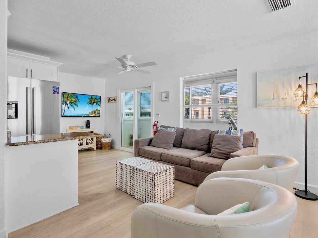 Bright living space with smart TV