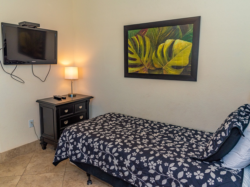 Twin bedroom with HDTV