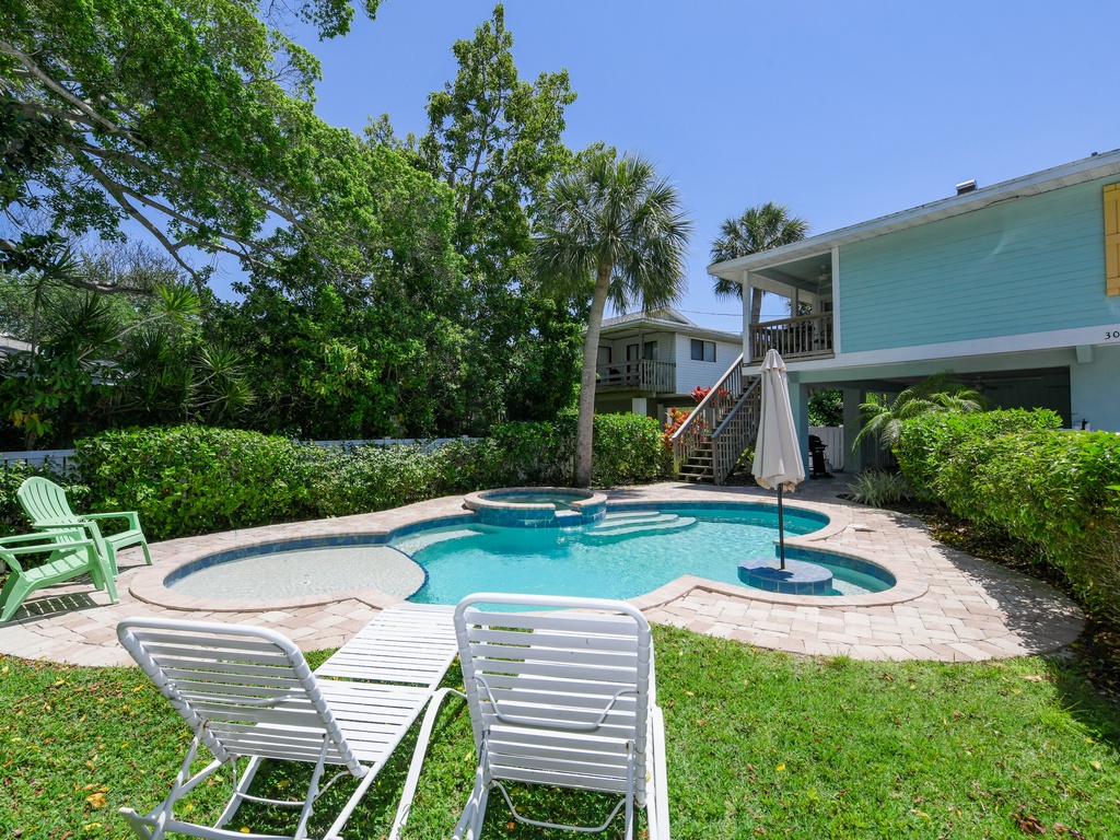 Private Backyard with Sun Loungers