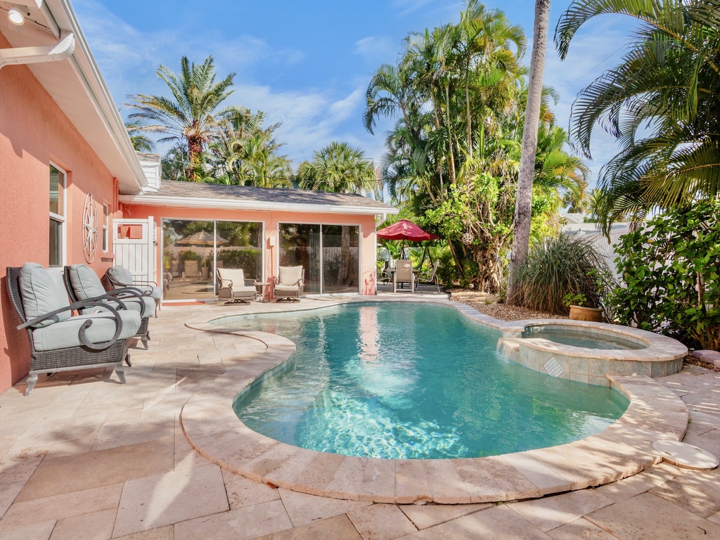 Private pool and hot tub