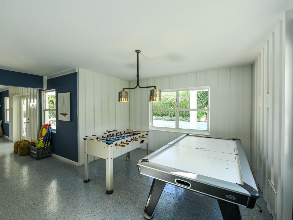 Game room- Foosball, ping pong, and pool table
