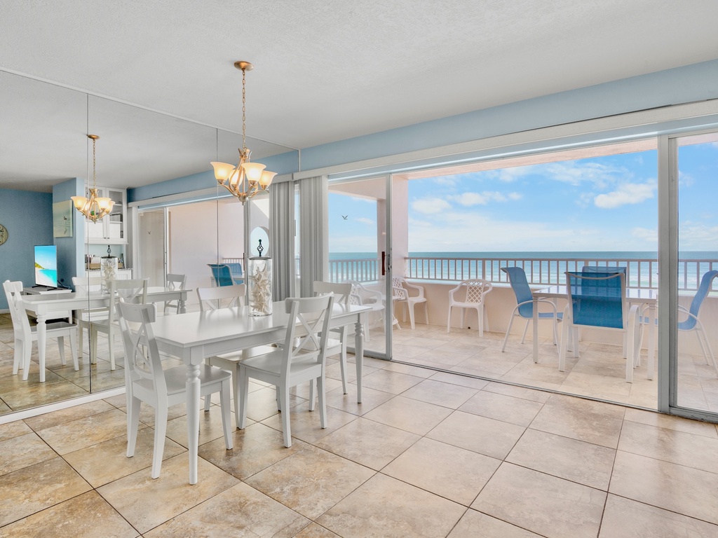 Dining table with ocean views