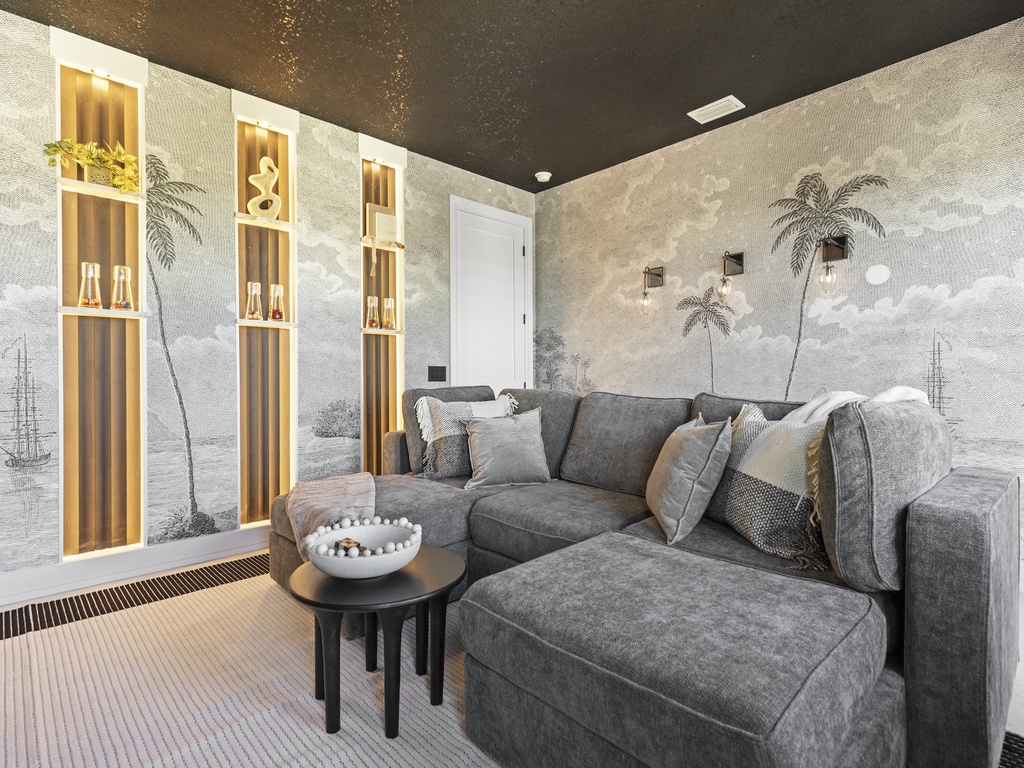 Private theater room with comfortable seating