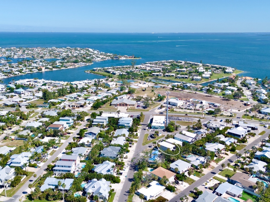 Aerial view of the home and surroundings