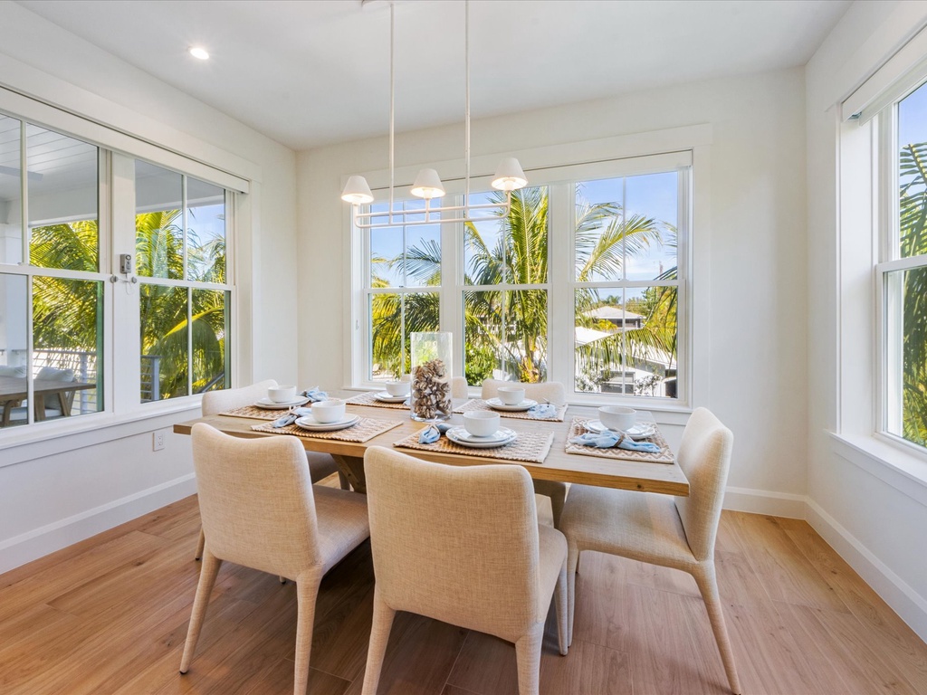 Dining table seating six guests