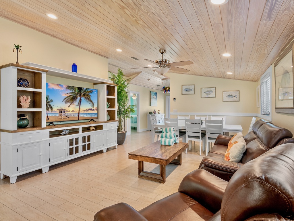 Bright living space with TV