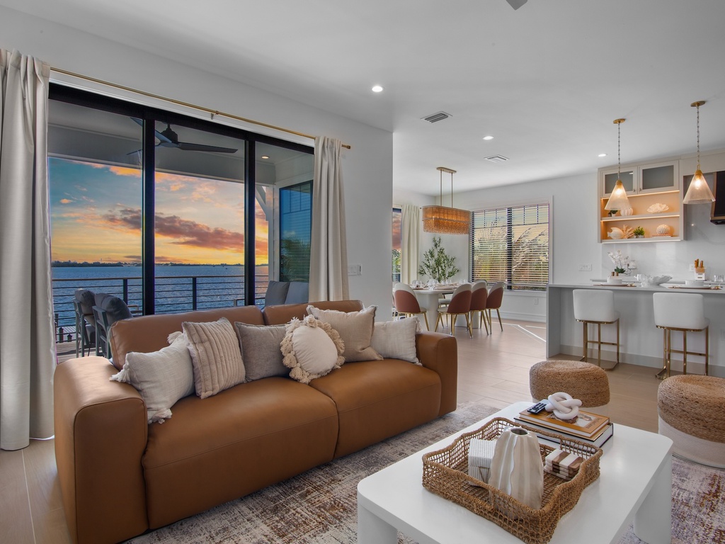 Living area with plush seating and TV