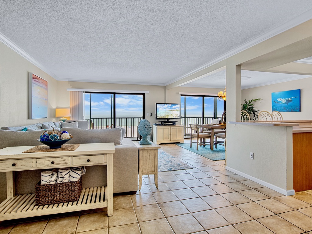 Decorated hallway with coastal accents