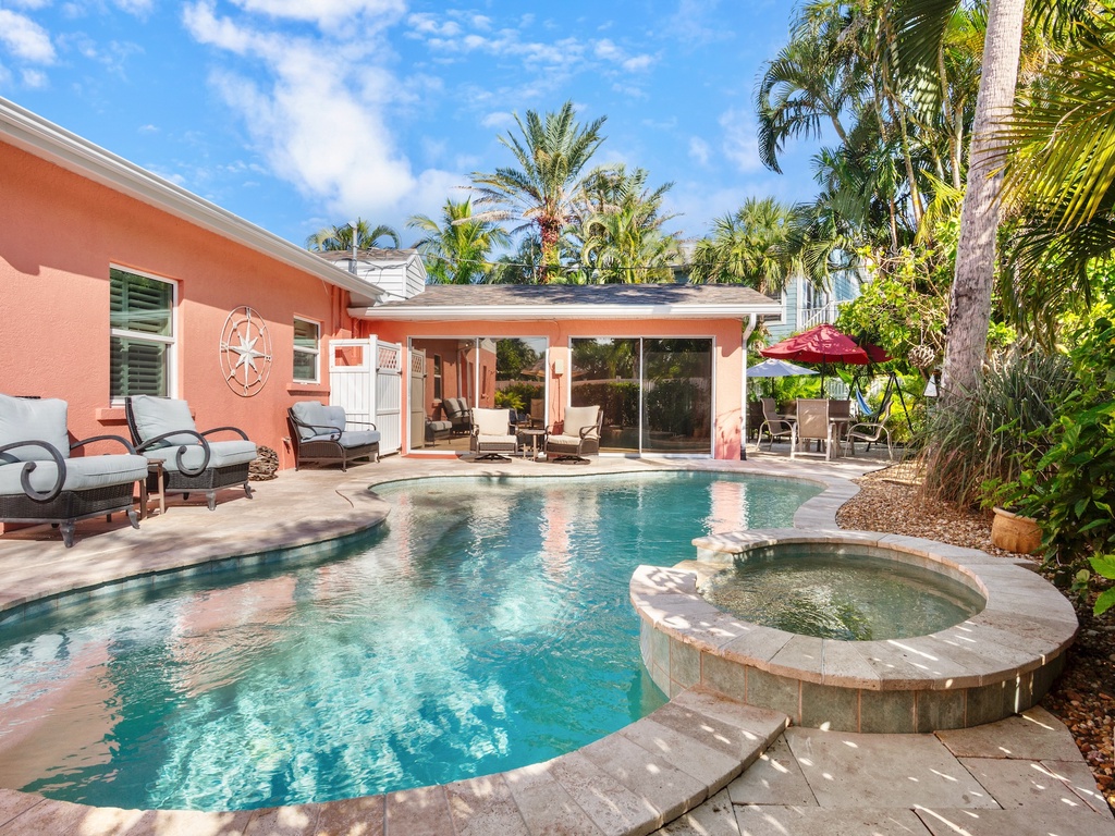 Private pool and hot tub
