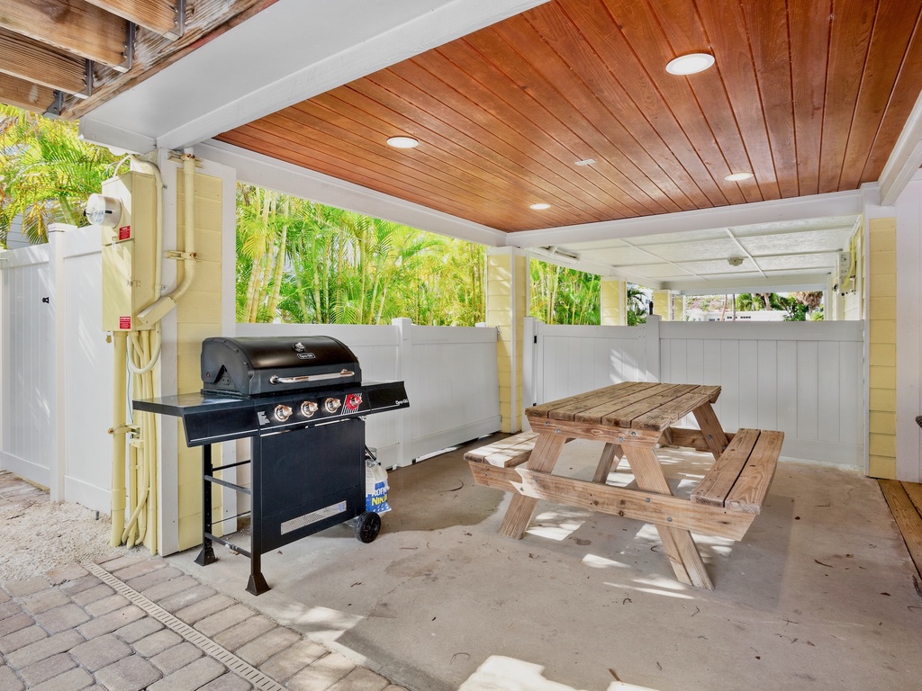 Covered BBQ area and picnic table