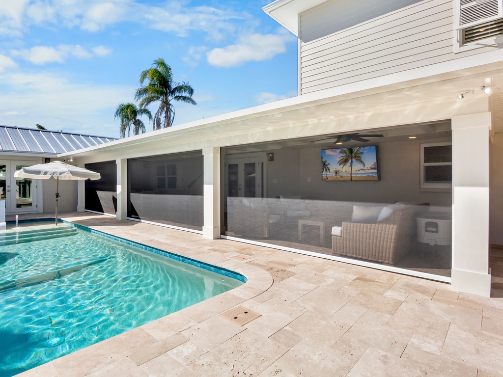 Private pool waters and outdoor living area