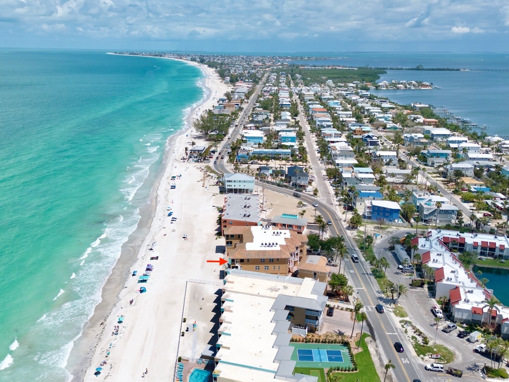 Aerial view of beachfront condo