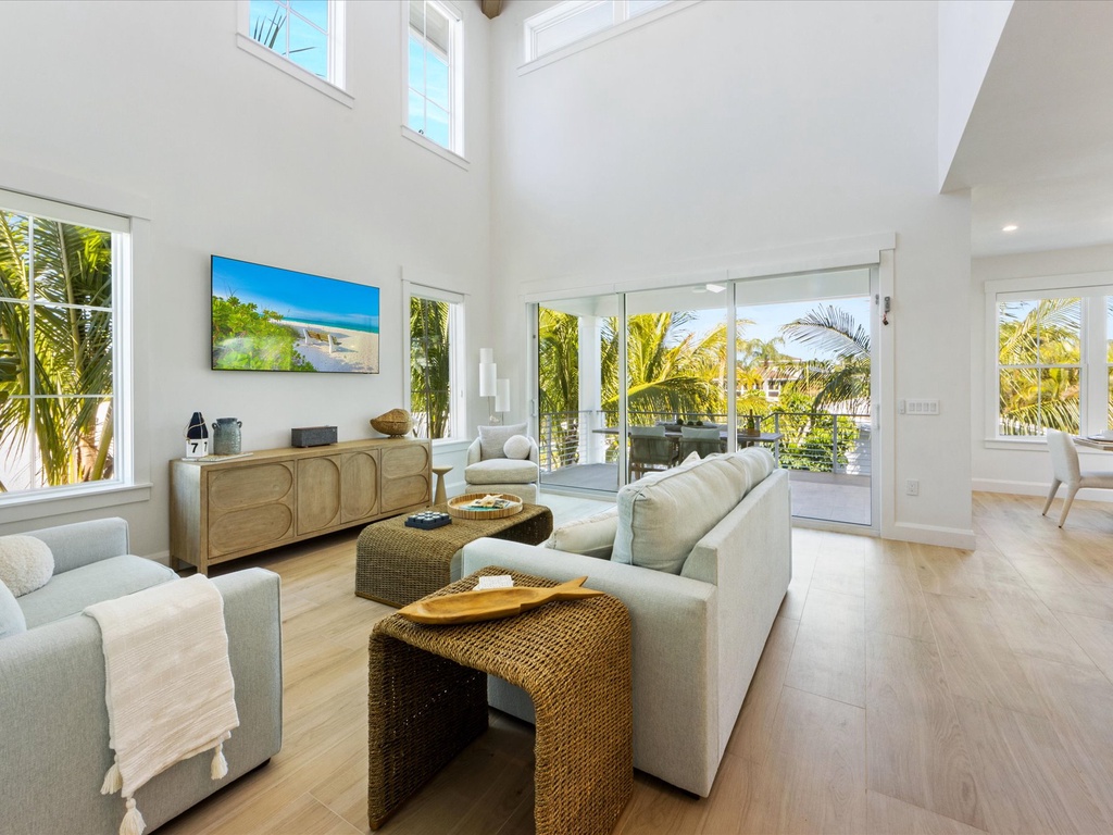 Bright living space with smart TV