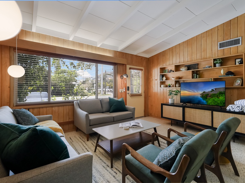 Bright living space with TV