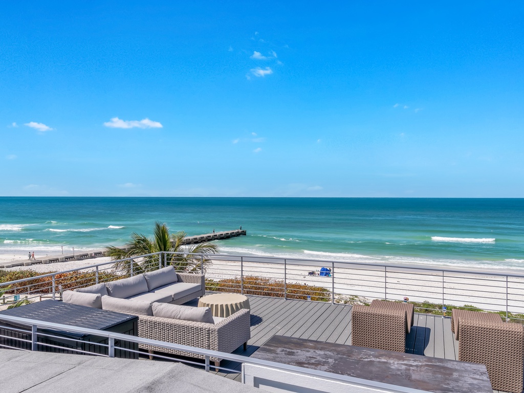 Rooftop lounge with seating