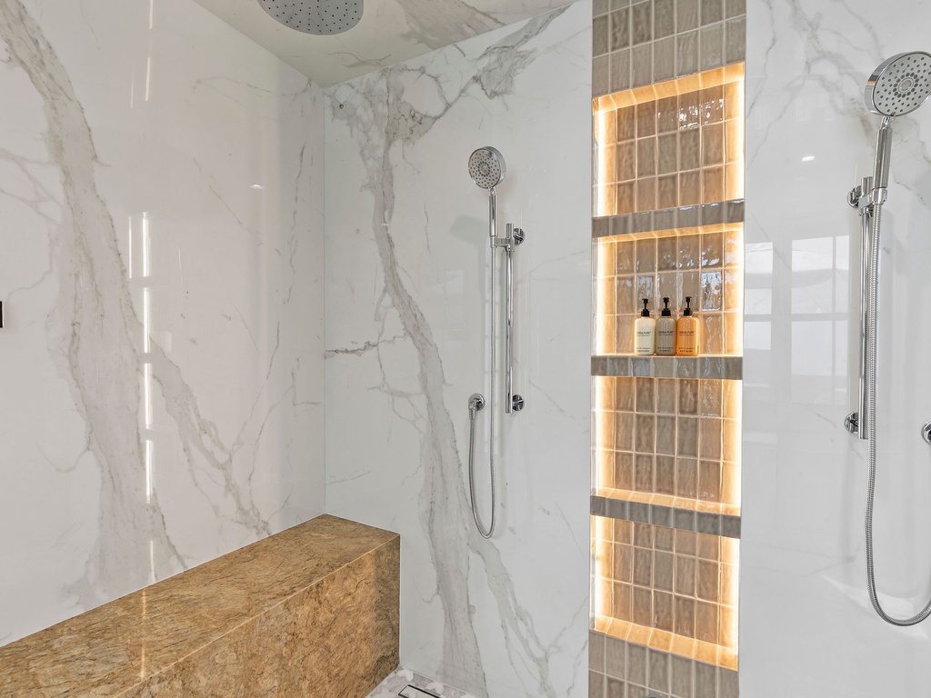 Primary Ensuite Bathroom with Rain Shower and Soaking Tub