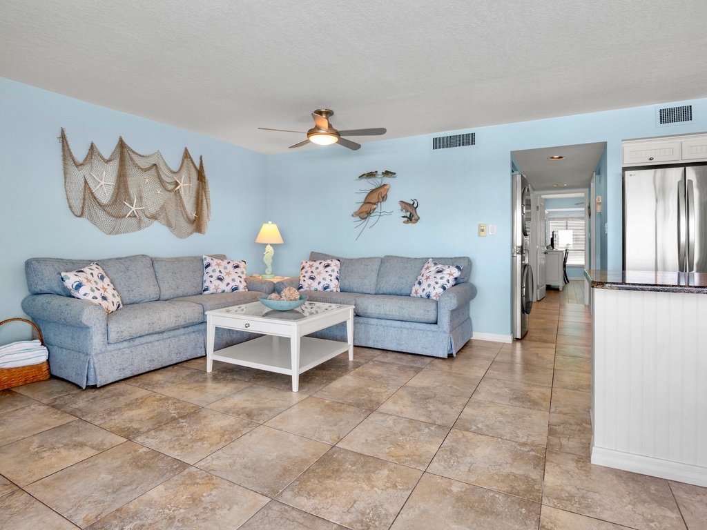 Plush sectional, living area