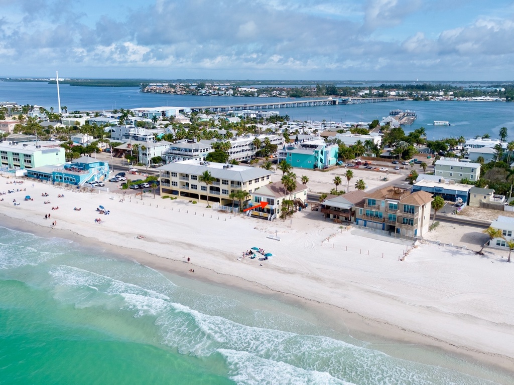 Aerial view of beachfront property