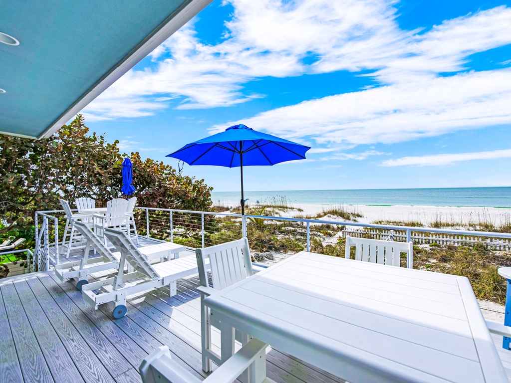 Side B - Beach Front Deck - Lounging and Dining Area