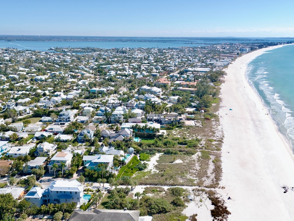 Aerial view of beach neighborhood