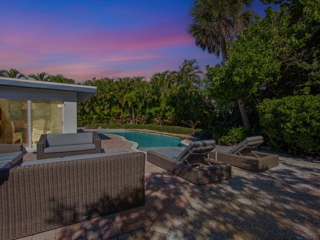 Private pool with outdoor seating