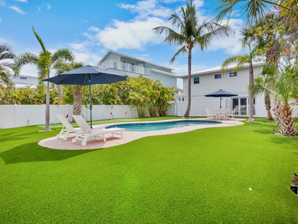 Backyard with Pool and Putting Green