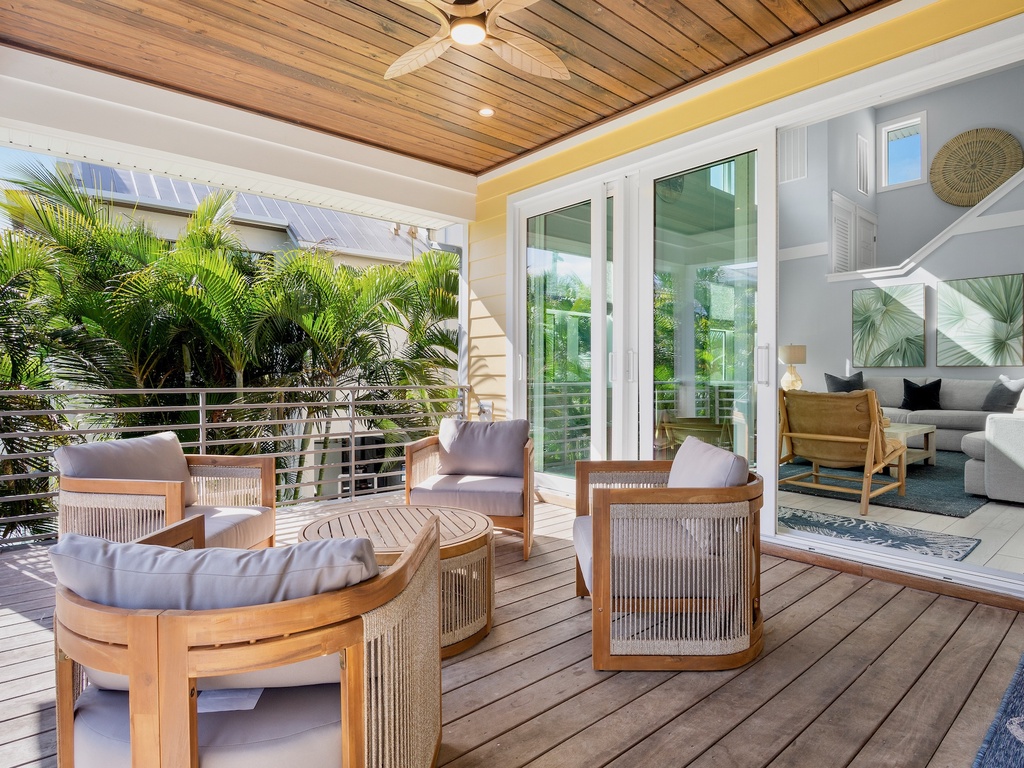 Covered terrace with comfortable seating